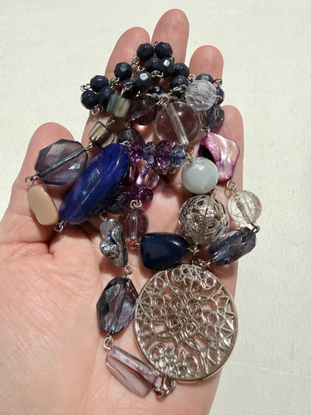 Multi-Color Glass Bead Statement Necklace - Women Jewelry - Picture 3 of 6